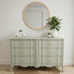 French Provincial Vintage Green Dresser 