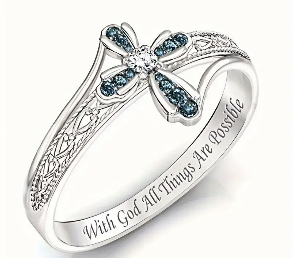With God All Things Are Possible Ring Great For Wedding π Birthday Or Just To Say I Love You! Size 7, 8, 9, Or 10 Available