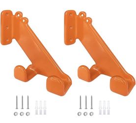 Heavy Duty Chainsaw Wall Mount | 2 Pack Orange Rubber Coated Hanger | No Swing D