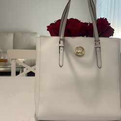 Michael Kors White Leather Tote Purse