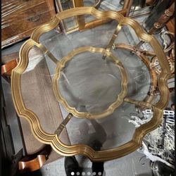 Hollywood Regency Glass And Brass Two Tears Coffee Table