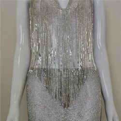 Rhinestone Skirt and Crystal Fringe