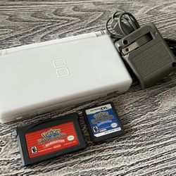 White Nintendo DS in excellent condition with 2 Pokemon games, complete with stylus & charger. $200