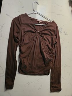 Cute Brown Long Sleve Top 