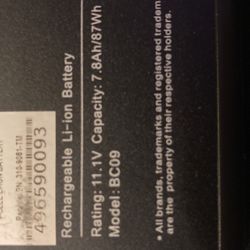 Dell Notebook Battery. Model BC09