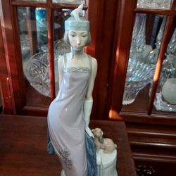 Lladro Couplet Lady With Dog A 1920's Flapper Girl Figurine 5174

