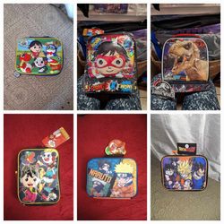 Ryan's,  Jurassic World, Naruto Or Dragon Ball Lunch Bag Each $15
