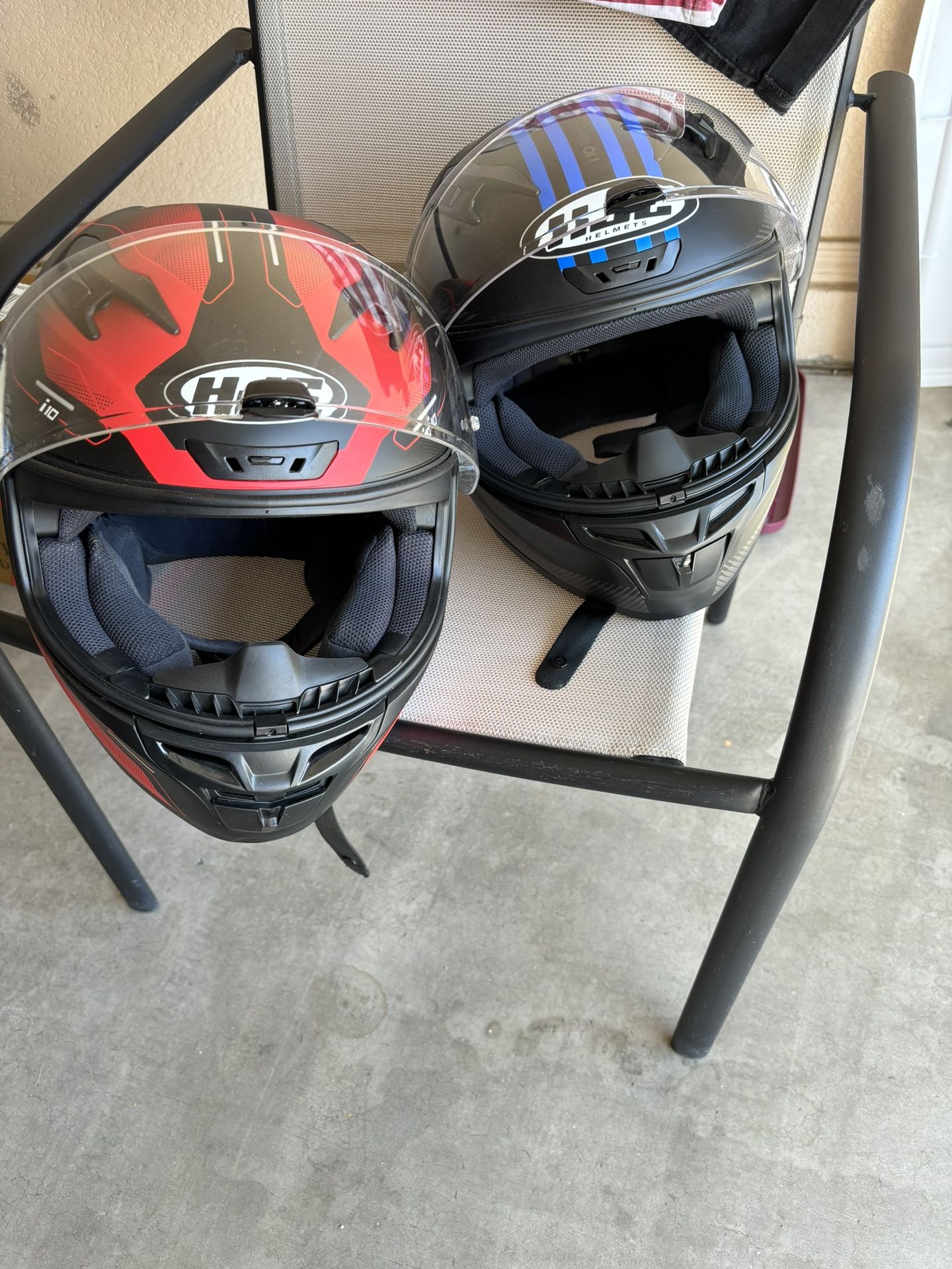 HJC i10 Motorcycle Helmets 1 Red & 1 Blue