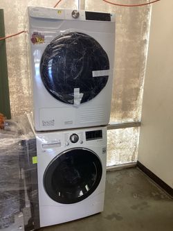 Used washer & new dryer ventless 24” inch compact/23” depth/67” height stackable