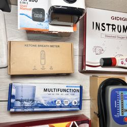 Bundle variety of testing and measuring instruments, including meters for water quality (dissolved oxygen, pH, TDS, EC), electrical testing (megohmmet