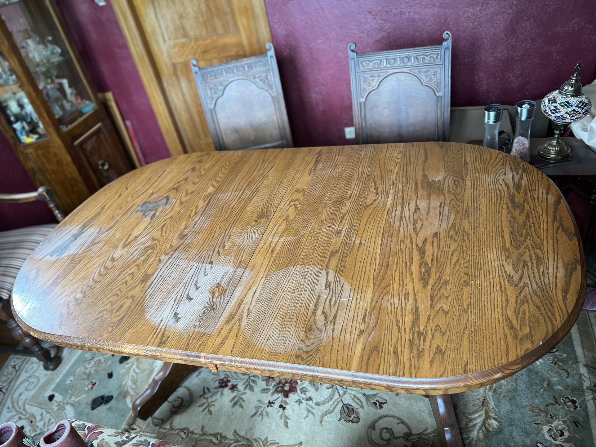 Antique Solid Oak Extendable Table w/ Chairs