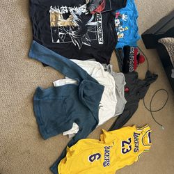 Boys T-shirts, long sleeve hoodies, and Laker jerseys