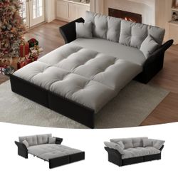 74.8" Queen Pull Out Sofa Bed, Luxury Velvet Convertible Sleeper Sofa, Comfy Cloud Pullout Futon Couch