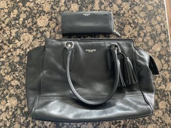 Coach leather handbag with matching wallet