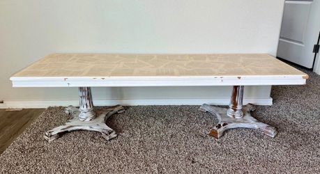 Rustic Farmhouse Coffee Table | Distressed White | Unique Book-Page Top