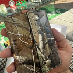 New Supreme Real Tree Leather Chain Wallet