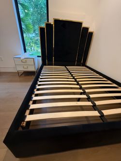 Queen bed frame with mattress