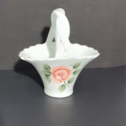 Dish Beauty Rose Braided White Handle Ceramic Planter Candy Dish