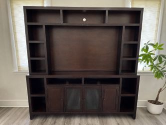 Ashley Furniture 84” Entertainment Center / TV Console with Hutch - Espresso - $200 OBO