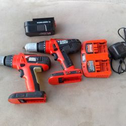 2 Black & Decker HPD18K-2 18V Drills with Charger and Battery