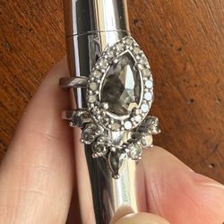 PRICE DROP! Salt and Pepper Pear Shaped Diamond Ring Set