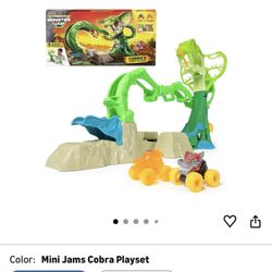 Monster Jam Mini Jams, Cobra’s Crazy Escape 28” Motorized Playset, 2 Exclusive Die-Cast ThunderROARus and JCB Digatron Monster Trucks, Kids Toys for B