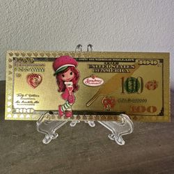 24k Gold Foil Plated Strawberry Shortcake Banknote Cartoon Collectible
