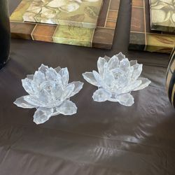 Crystal Flower Candle Holders