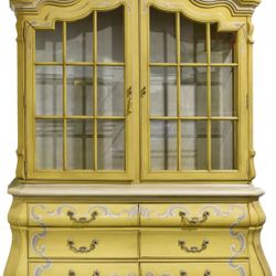 Mid Century French Country Lighted China Display by Drexel Furniture