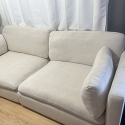 White Low Couch - Has Additional Section For L Couch