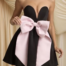Norina Bow-Detail Corset Mini Dress in Black