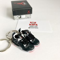 Jordan 4 Retro Bred 3D Mini Sneaker Keychain 