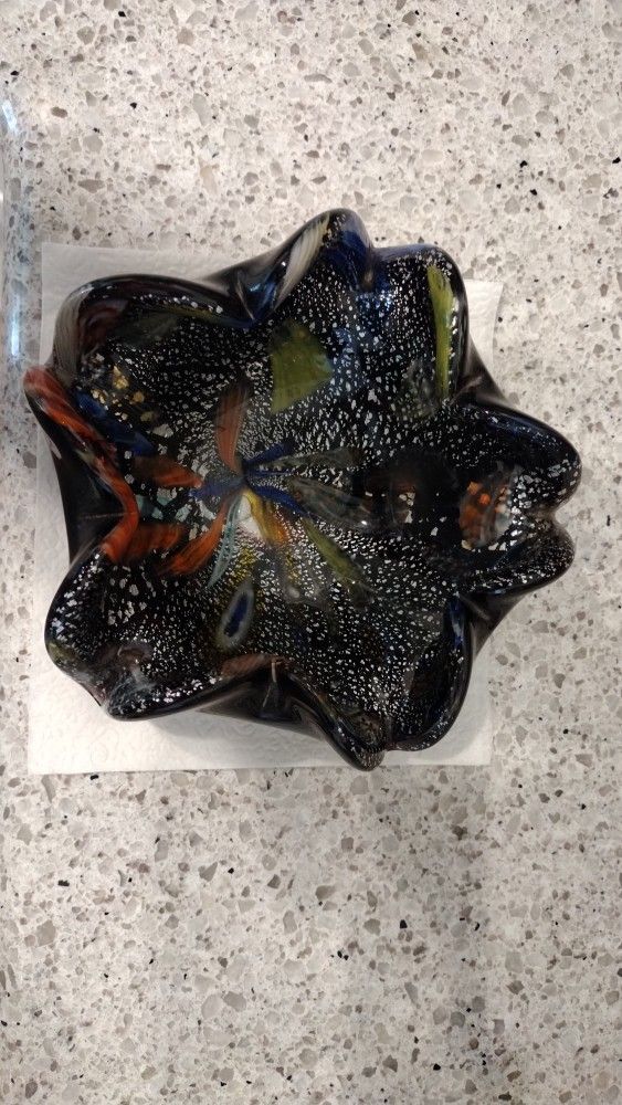 Vintage Murano Glass Tutti Frutti Multicolored Bowl