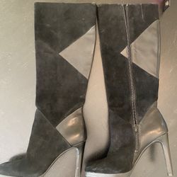 Size 7 Antonio Melani Suede And Leather Black Boots