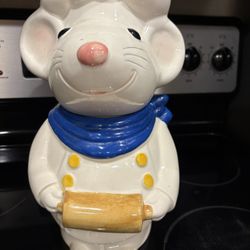 Vintage Chef Pierre Mouse Baker Rolling Pin Cookie Jar