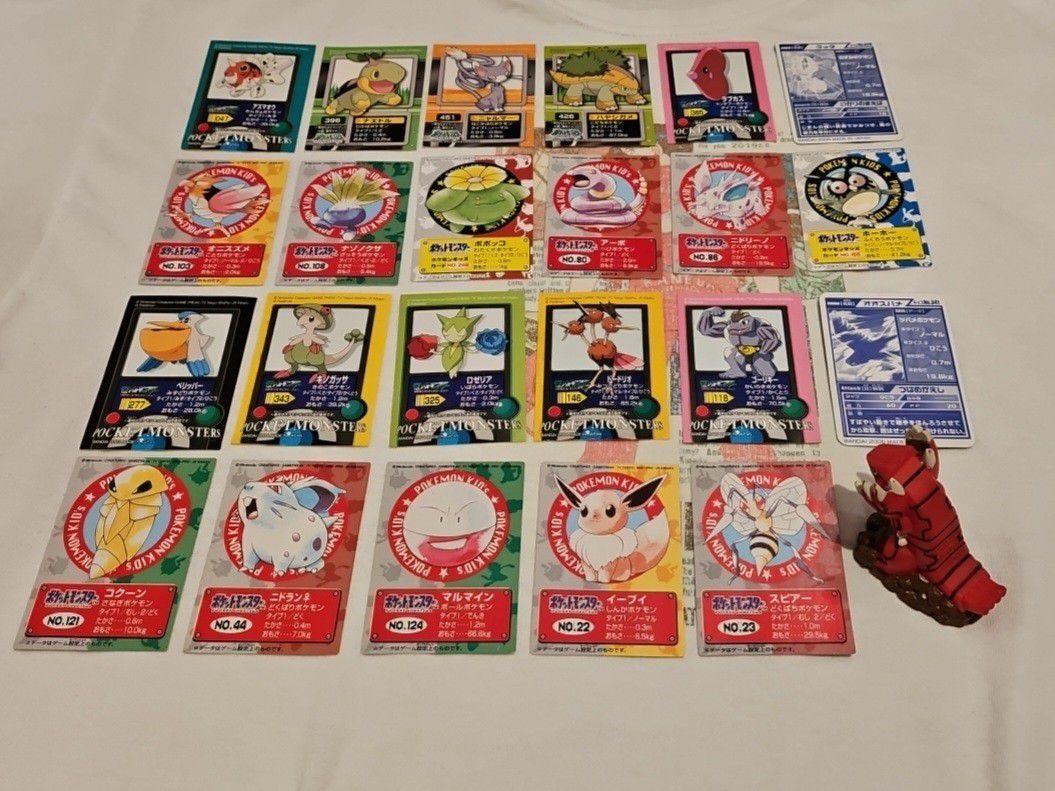 Pokemon Vintage Kids 13 Card Lot + 10 Sticker Lot + Groudon Figure