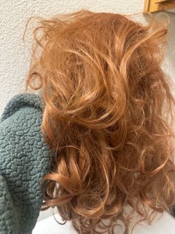 Red hair wig with bangs