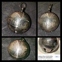 VINTAGE STERLING COLLECTABLES WALLACE SLEIGH BELL SILVER PLATED MERRY CHRISTMAS 1973 ORNAMENT