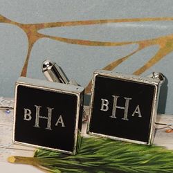 #2329, PERSONALIZED CUFF LINKS, SILVER PLATED.