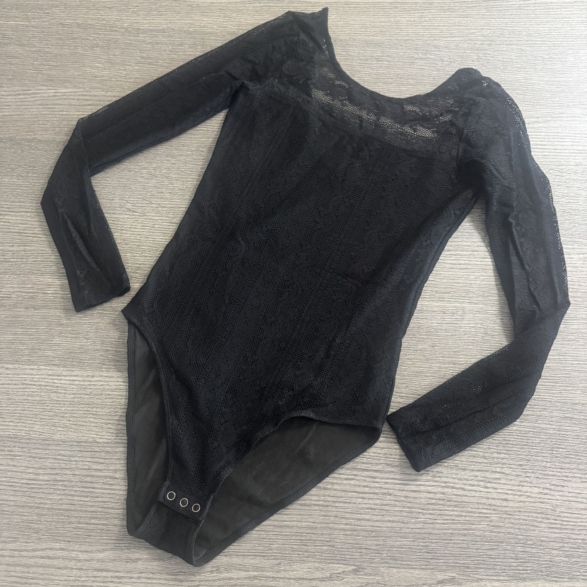 Hollister Women's Bodysuit Black Lace Long Sleeve Size S Small Stretch