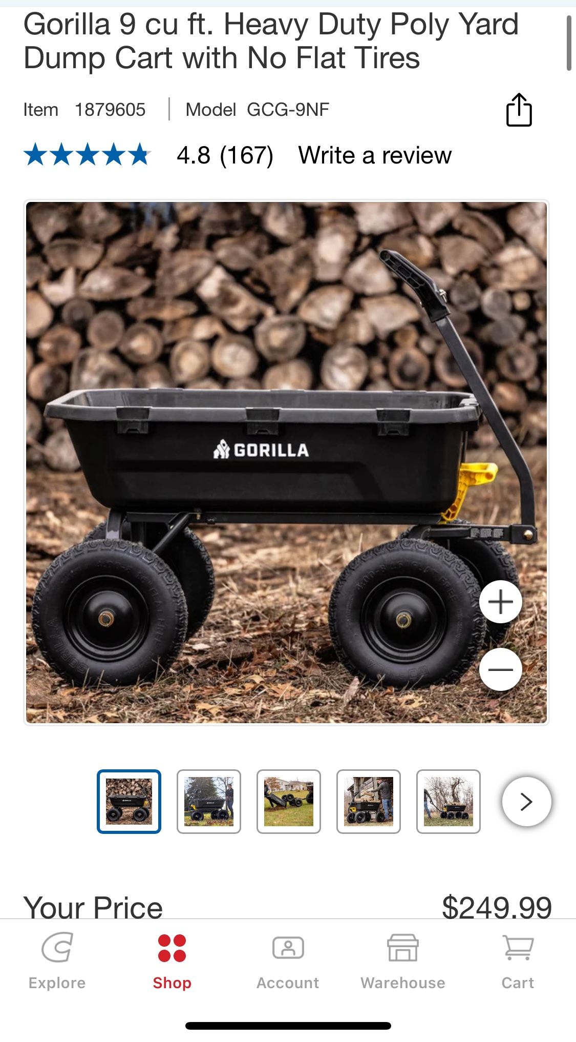 Gorilla 9 cu ft. Heavy Duty Poly Yard Dump Cart with No Flat Tires