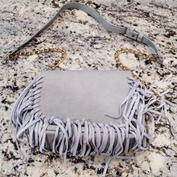  Moda Luxe Grey Ladies Handbag with Fringe