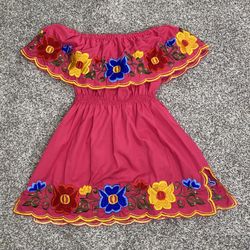 Toddler Girls Mexican Dress with Shawl Size 2 Pink 
