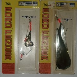  2 new Luhr Jensen Ford Fenders, model "T" and "T-2" original packaging