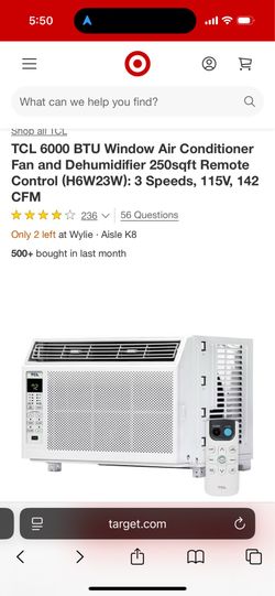 TCL 6000 BTU Window A/C Unit. Slightly used. Complete w/remote
