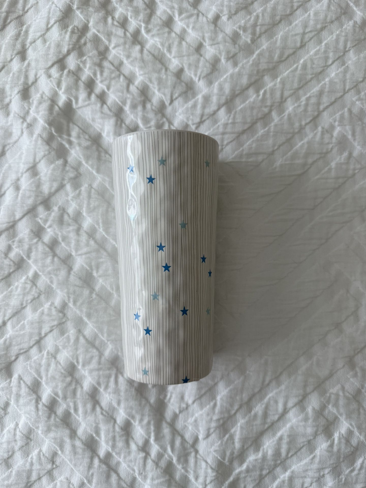 New White Vase with Blue Stars