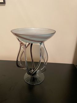 Art Glass Bowl with Sculptural Base