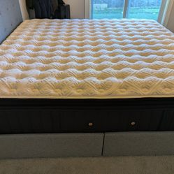 Stearns & Foster King Size Mattress W/ Bed Frame