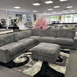 Gray Sofa Sectional w/ Ottoman 