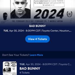 Bad Bunny General Admission Tickets 4.30 